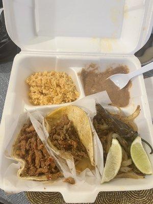 Bruh this is the taco plate with pastor, "birria", and asada. They only somewhat palatable taco was the pastor.