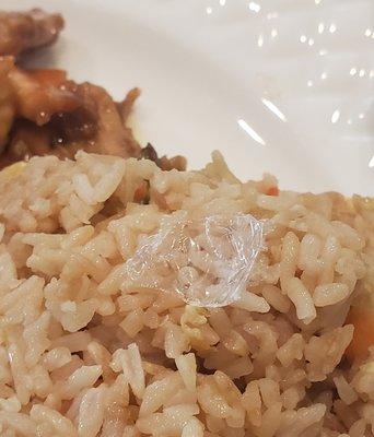 Fried rice with plastic