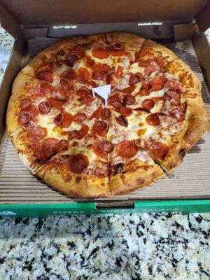 X-large pepperoni pizza.