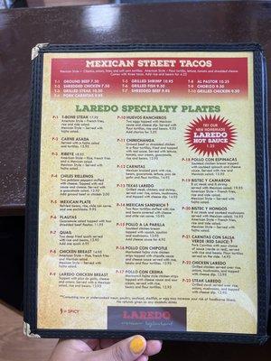 New menu Laredos macclenny