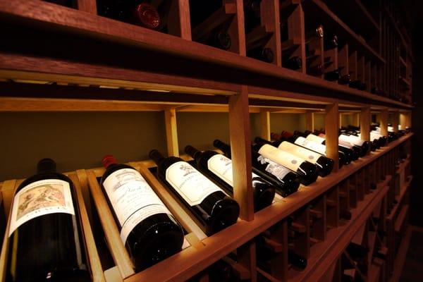 wine cellar display row with lighting