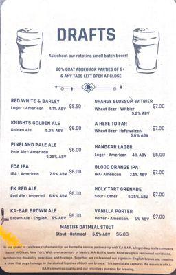 Beer Menu