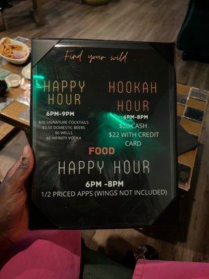 happy hour menu