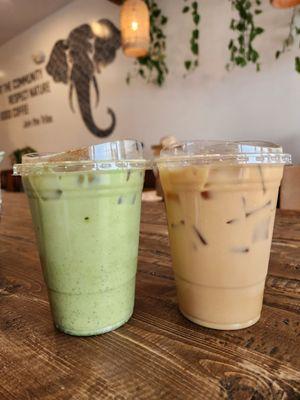 Apple jack matcha & Peanut butter latte