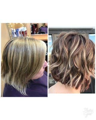 Another summer transformation. Cool coppery lowlights foiled through the entire head.