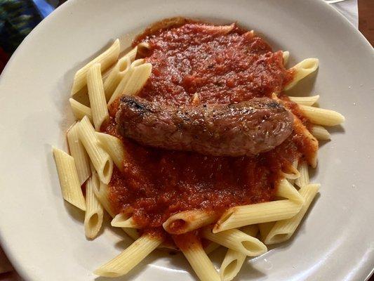 Sausage and penne in marinara