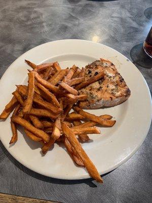 Salmon and Sweet potato fries