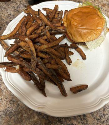 Hamburger and fries