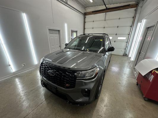 Our newly installed detailer lights in the body shop inspection bay!