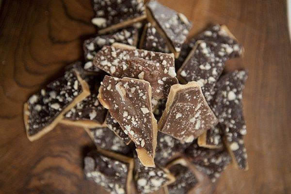 Milk chocolate almond toffee- what a treat! (and it's made in shop too!)