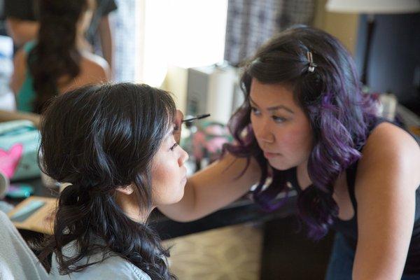 Linh helping me with my make- up, PC: Raymond Chang