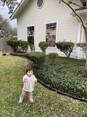 My daughter outside of Country Home!