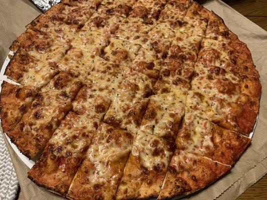 Large cheese pizza.