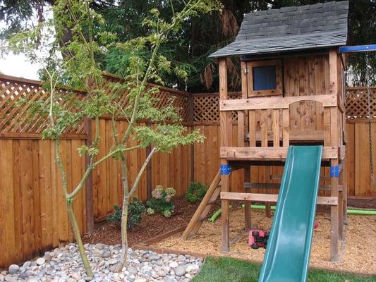 Play Structure and fence