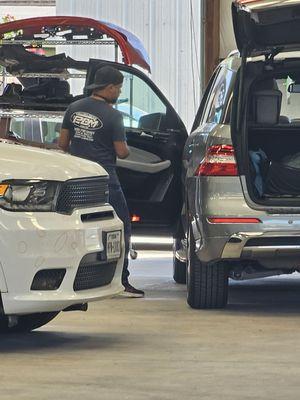 My car being worked after complaining of damage due to workmanship.