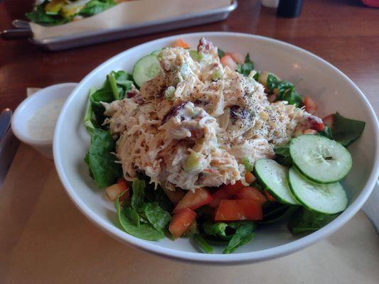 Chicken salad on greens.   The bowl is very large.