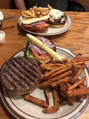 Greek burger  Pasquale Burger with sweet potato fries