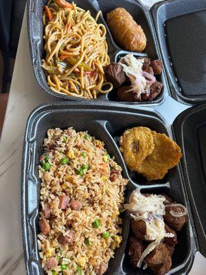 Fried rice/ lowmein and carne frita