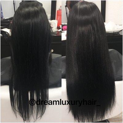 Before and after. Volume achieved with Brazilian knots