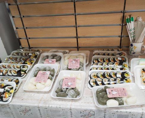 Fresh gimbap and other Korean goodies on a Saturday morning at BOM.