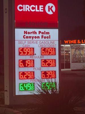 The exterior sign at Circle K in North Palm Springs.