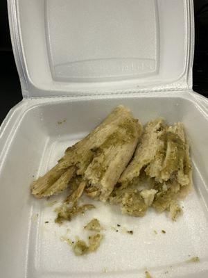 2 chicken tamales with green salsa  Green Sauce Chicken Tamale a la carte