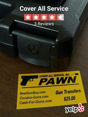 Great pawn shop, affordable gun transfers fee. My second time picking up a gun a here that got transferred.