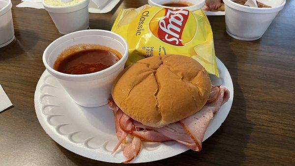 Small Ham sandwich - served with plenty of bbq sauce on the side