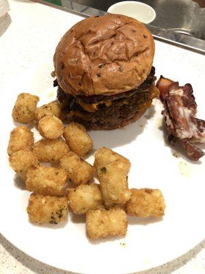 Double Smoked Bacon Brisket Burger and  Smash Tots