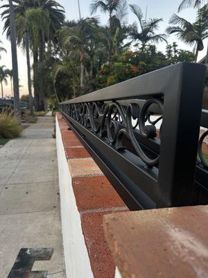 Wrought iron custom design fence in Long Beach by OC Gates.