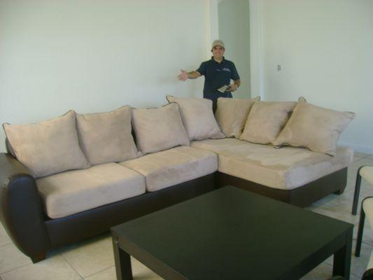 After Cleaning with Steam and Shampoo a very dirty sofa 786-587-3418