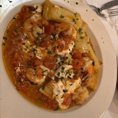 Pasta Stuffed Rigatoni with shrimp