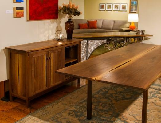 American Black Walnut dining table and buffet, made in Essex, CT