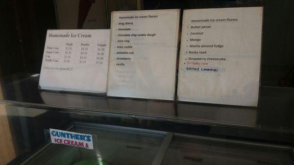 Ice cream flavors.  Good variety