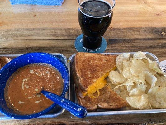 Grilled cheese and tomato soup.