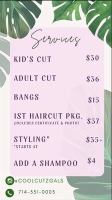 Here is our price list!