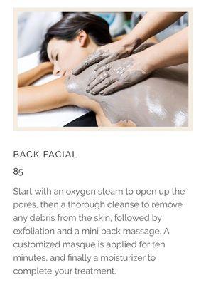 Now Offering Back Facials!    Get rid of back acne by cleaning the skin on your back!