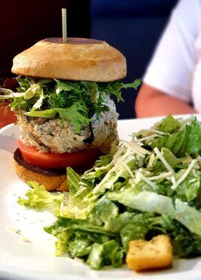 Chicken Salad sandwich with Caesar side salad, $13