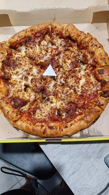 Large pepperoni and cheese stuffed crust pizza