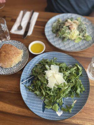 Arugula and romaine salads