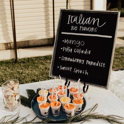 Italian ice catered at a Hawaiian wedding