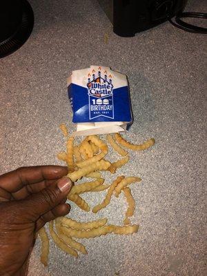 This is a nice photo of the undercooked french fries white castle was happy enough to serve me.