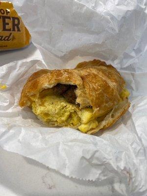 Sausage egg and cheese croissant sandwich