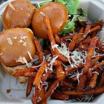 Slider sampler and sweet potato fries