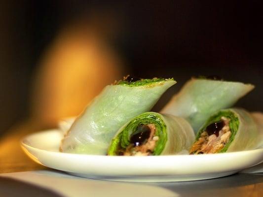 Peking duck salad rolls