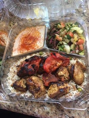 Chicken kabob plate my son got this one loved it you can't beat fresh food