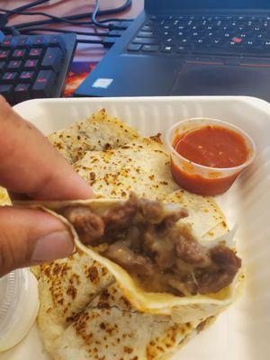 Good chunks of Carne asada in the quesadilla