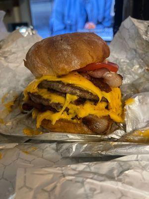 Triple cheeseburger add Bacon Burger