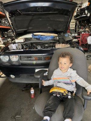 My son hanging out with the boys as Adan's first move was to bring him a toy car. HEMIS EVERYWHERE.