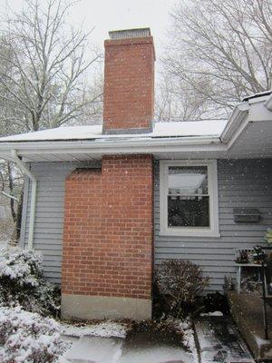 Chimney replaced from the roof up, perfectly matched!